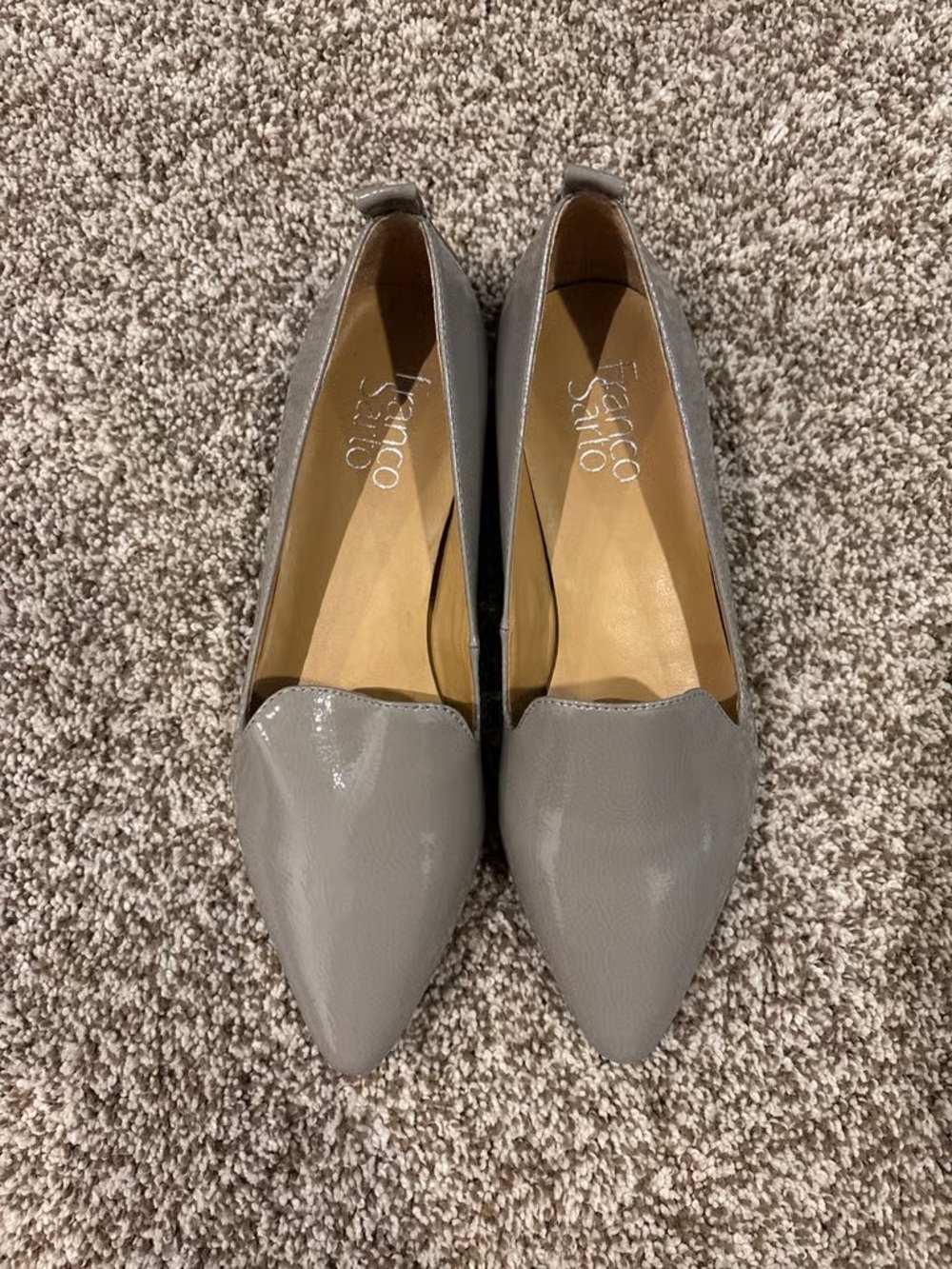 Franco Sarto Gray Patent Pointed-Toe Loafers